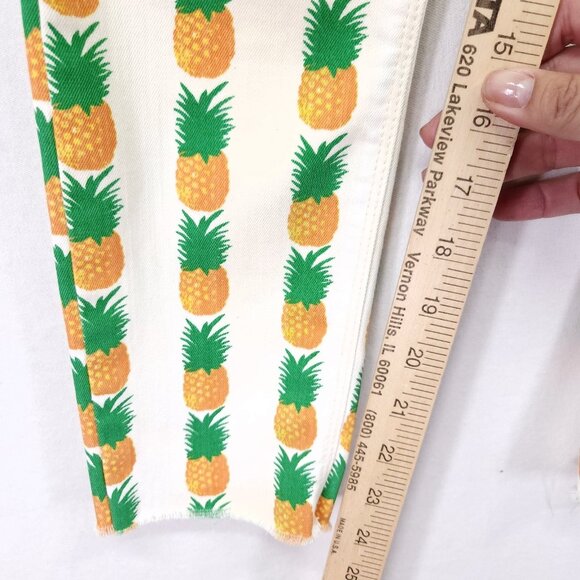 Pistola Skinny Jeans Size 26 Pineapple All Over Print Cropped Raw Fray Hem - Picture 5 of 14